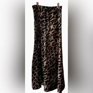 Leopard Print Satin Maxi Skirt - Brown/Black